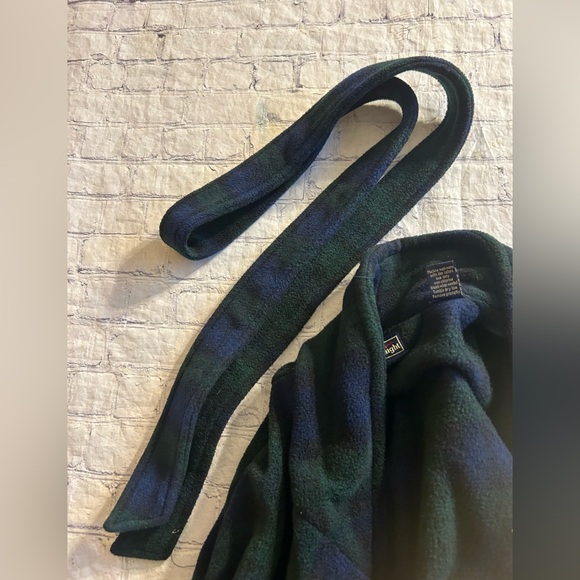 GOOD NIGHT ONE SIZE POLYESTER GREEN/NAVY PLAID ROBE WITH BELT & POCKETS UNISEX - Picture 5 of 9